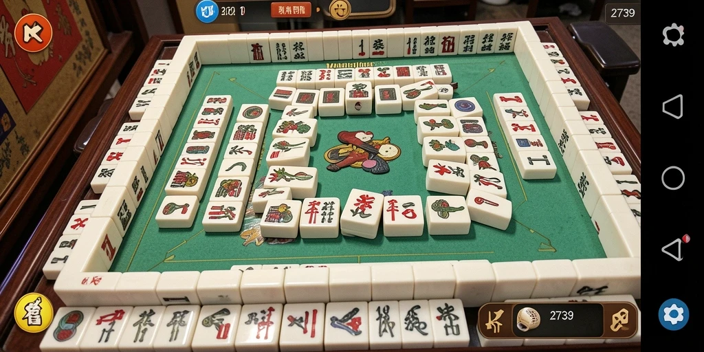 Tampilan gameplay seru yang menampilkan ubin Mahjong.