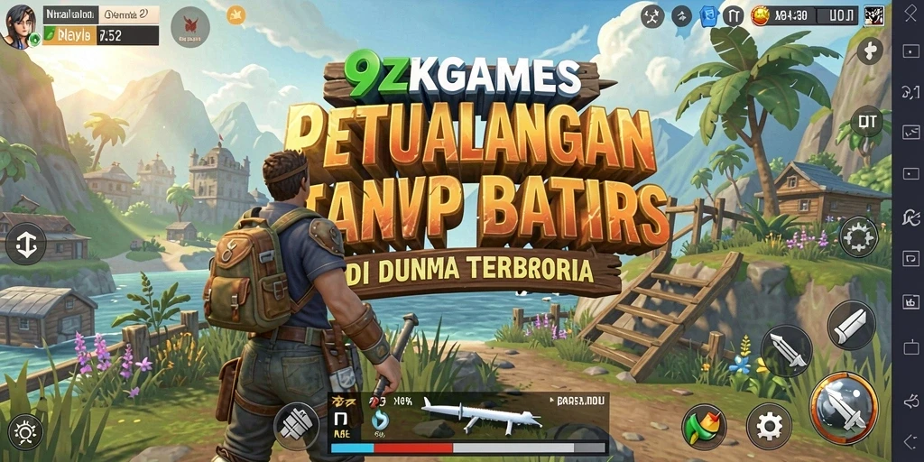 Screenshot menampilkan aksi petualangan seru dalam 9ZKGAMES di dunia terbuka.