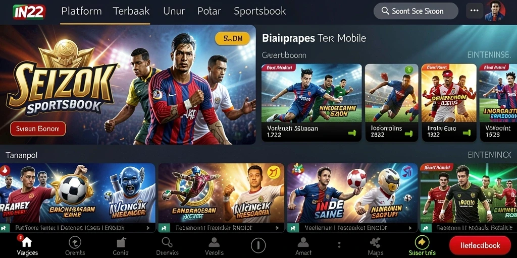 Tampilan menarik dari aplikasi IN22 saat melakukan taruhan Sportsbook.