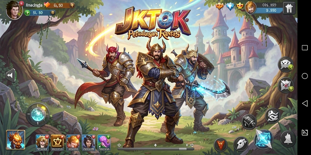 Screenshot JKTOK menampilkan aksi pertempuran epik dalam dunia RPG.