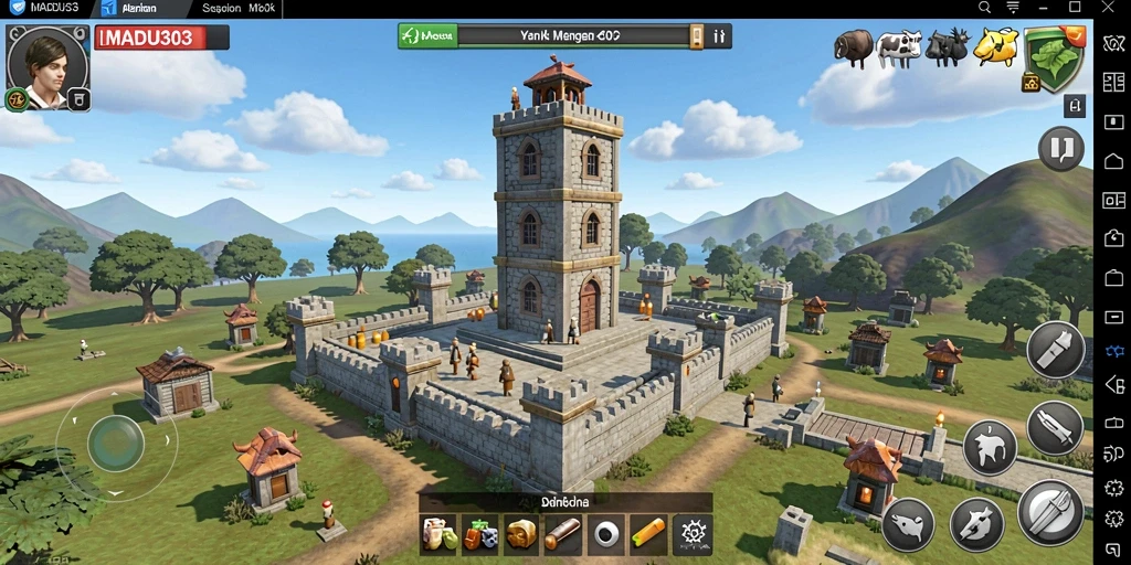 Screenshot menunjukkan aksi mendebarkan dalam game Tower Defense MADU303.