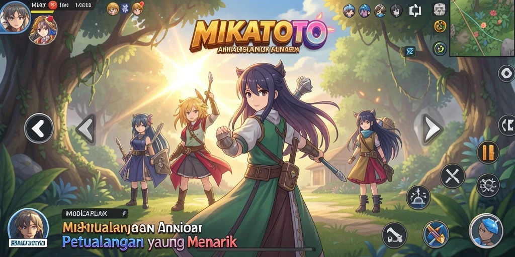 Tampilan gameplay MIKATOTO yang penuh aksi anime.