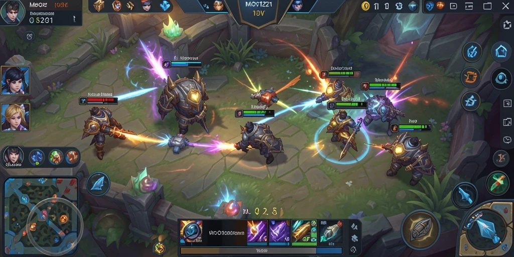 Tampilan gameplay MOBA yang menegangkan dan dinamis.