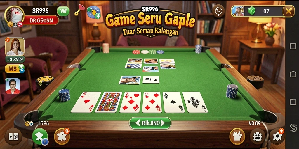 Screenshot gameplay SR996 menampilkan suasana bermain Gaple yang seru.