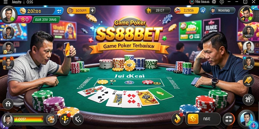 Screenshot SS88BET menampilkan keseruan gameplay poker yang mendebarkan.